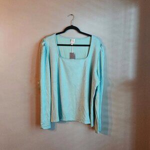 NWT 3x Dusty Blue Square Neck Long Sleeve